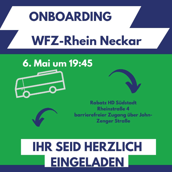 Onboarding 'Wir fahren zusammen' am Montag, den 6. Mai in Heidelberg