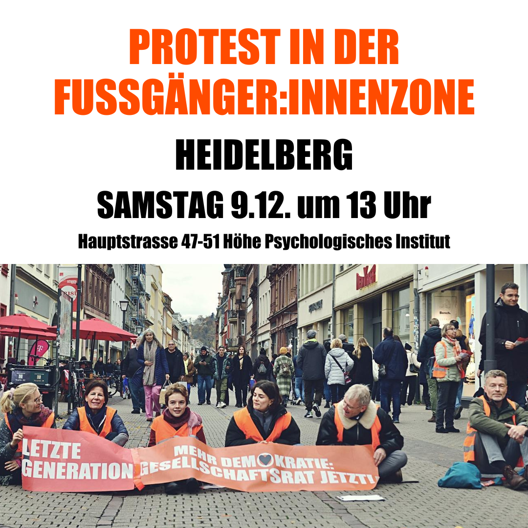 Protest in der Fussgäner:innenzone in Heidelberg am Samstag, den 9. Dezember