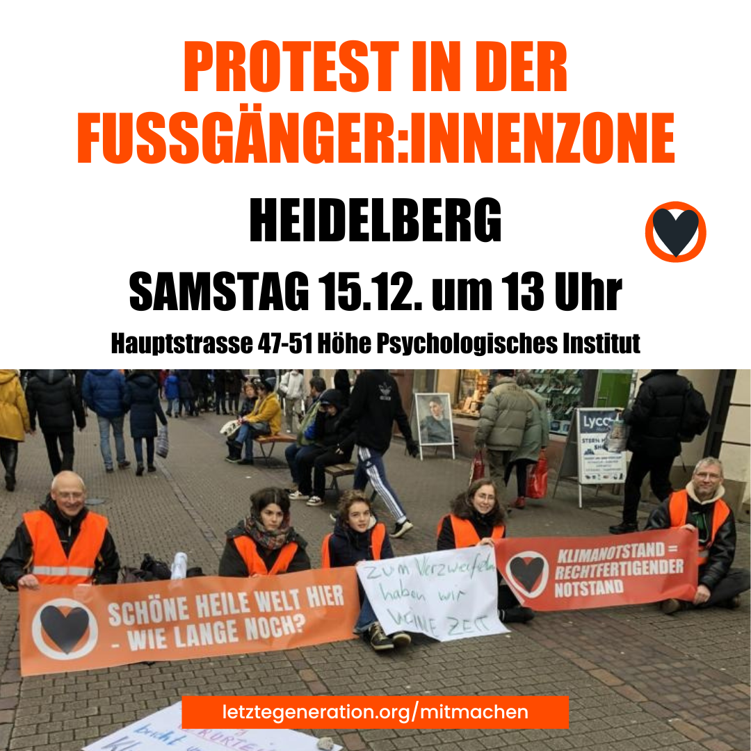 Protest in der Fussgäner:innenzone in Heidelberg am Samstag, den 16. Dezember