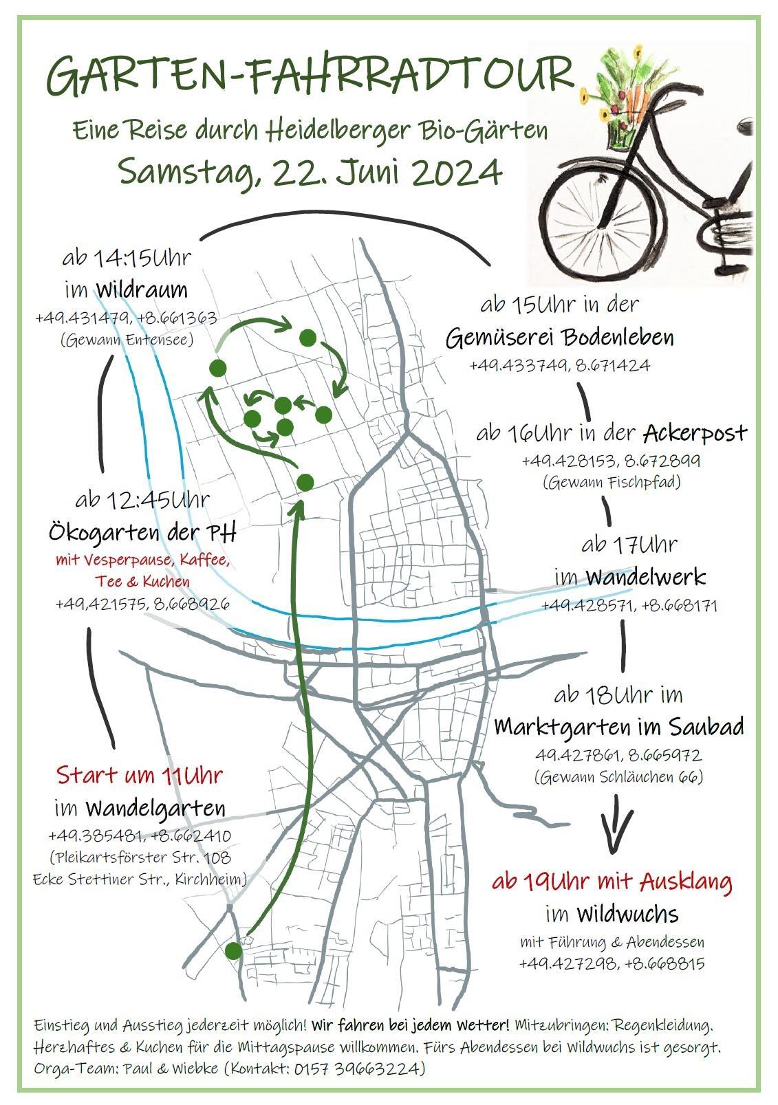 Radtour durch Heidelberger Bio-Gärten am Samstag, den 22. Juni 2024 in Heidelberg