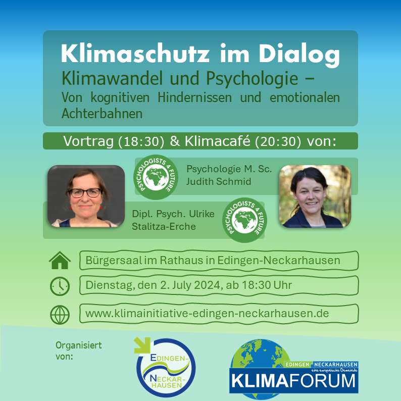 Klimaschutz im Dialog - Klimawandel und Psychologie am 2. Juli in Edingen