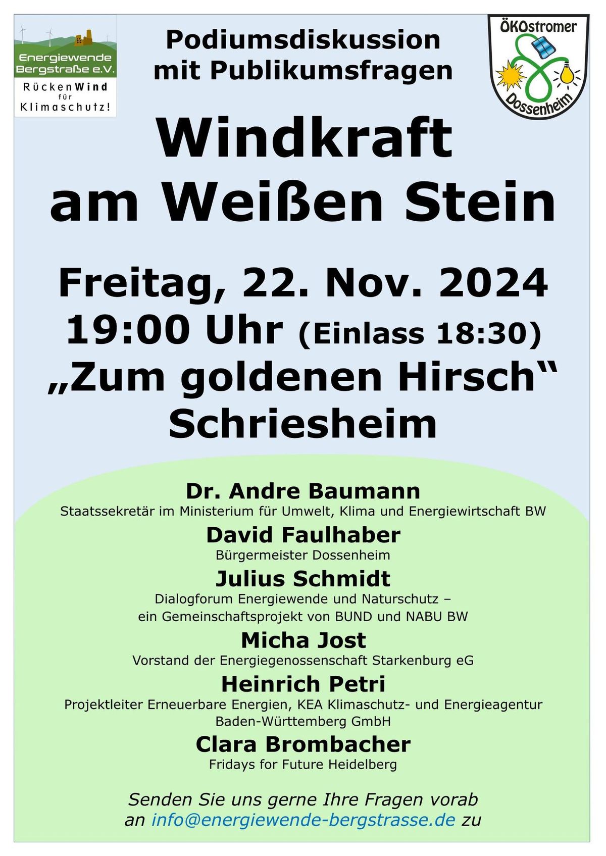 Windkraft am Weißen Stein am Freitag, den 22. November 2024 in Schriesheim