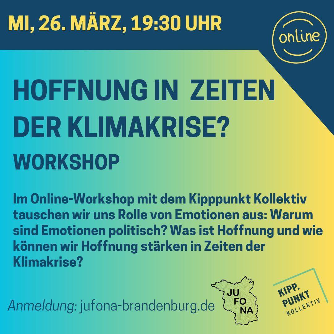 Workshop "Hoffnung in Zeiten der Klimakrise" am Mittwoch, den 26. März 2025 online