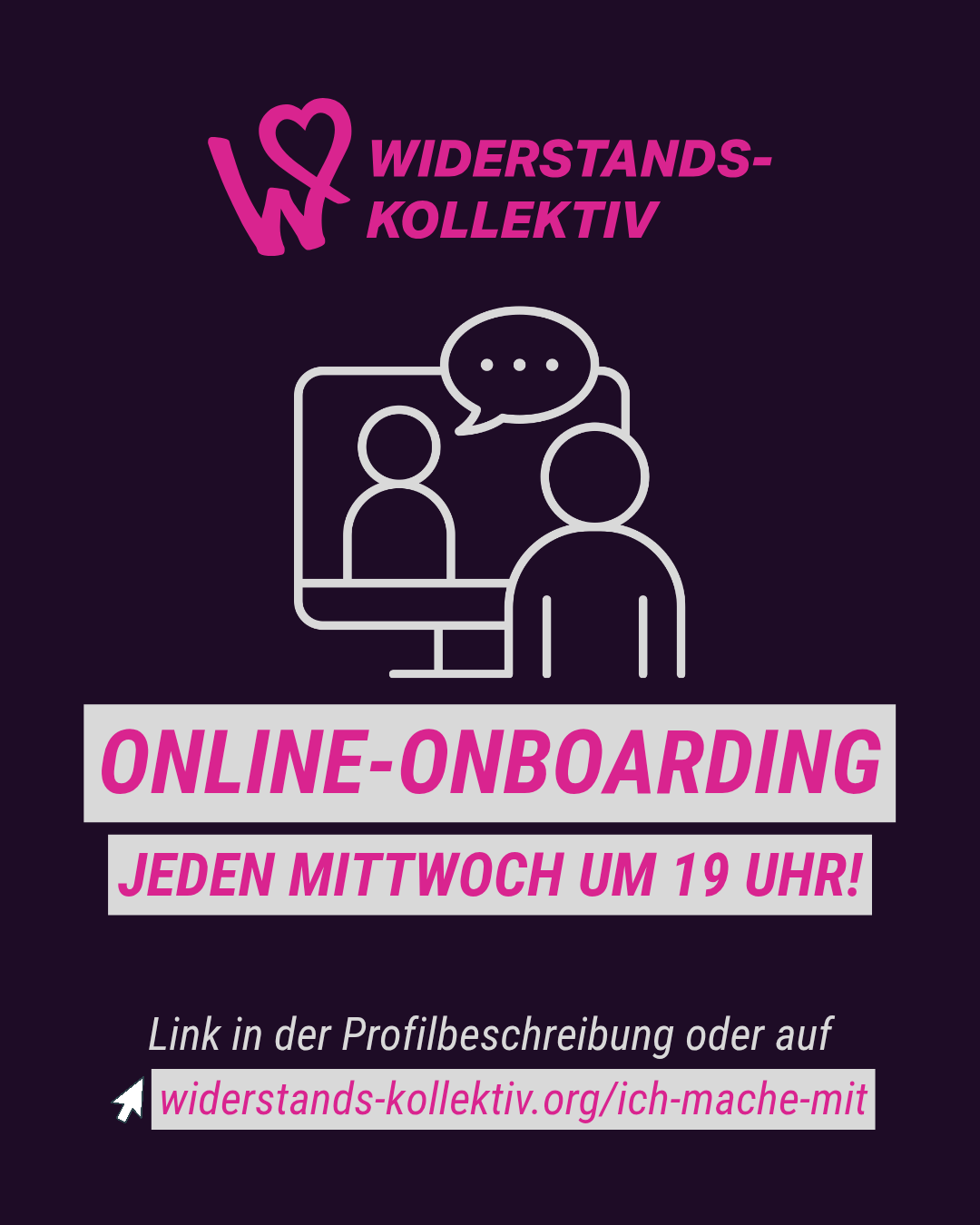 Widerstands-Kollektiv: Online-Onboarding am Mittwoch, den 30. April 2025