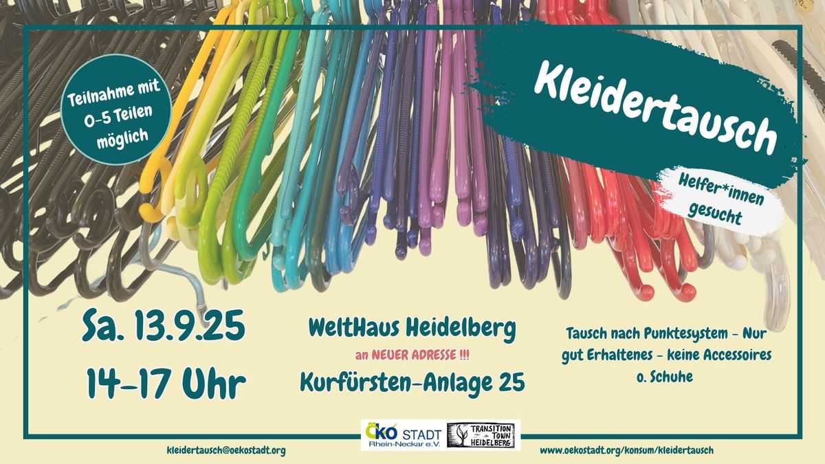 Kleidertausch im WeltHaus am Samstag, den 13. September 2025 in Heidelberg