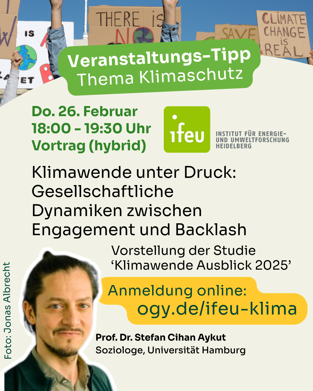 Vortrag: “Klimawende unter Druck:  Gesellschaftliche Dynamiken zwischen Engagement und Backlash”, am 26. Februar 2026 in Heidelberg
