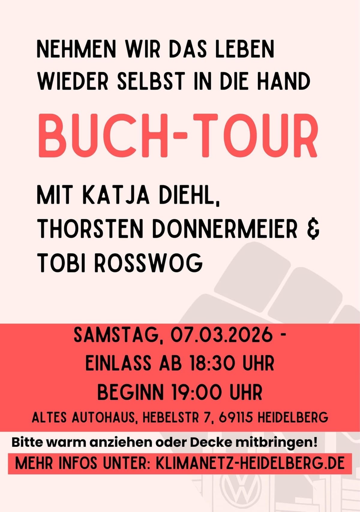 Lesung „Nehmen wir das Leben wieder selbst in die Hand“, 7. März 2026, in Heidelberg