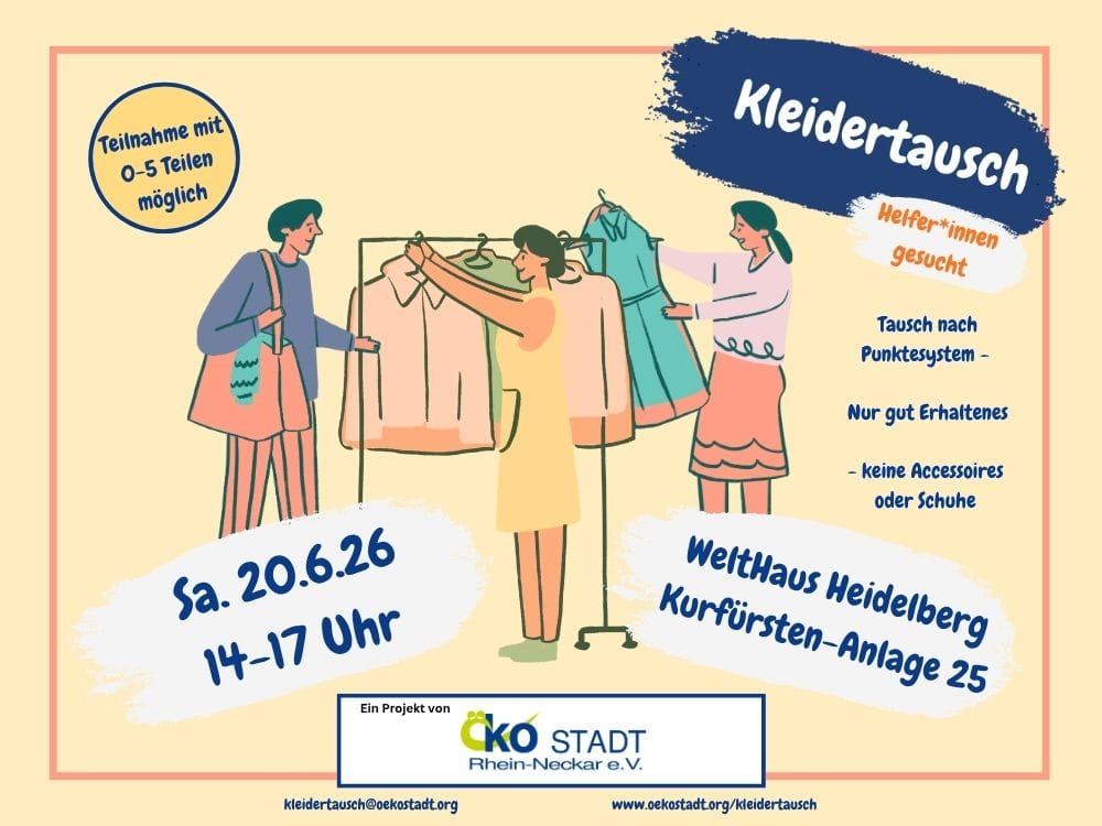 Kleidertausch im WeltHaus am Samstag, den 20. Juni 2026 in Heidelberg