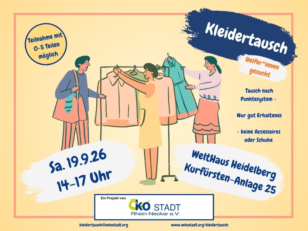 Kleidertausch im WeltHaus am Samstag, den 19. September 2026 in Heidelberg