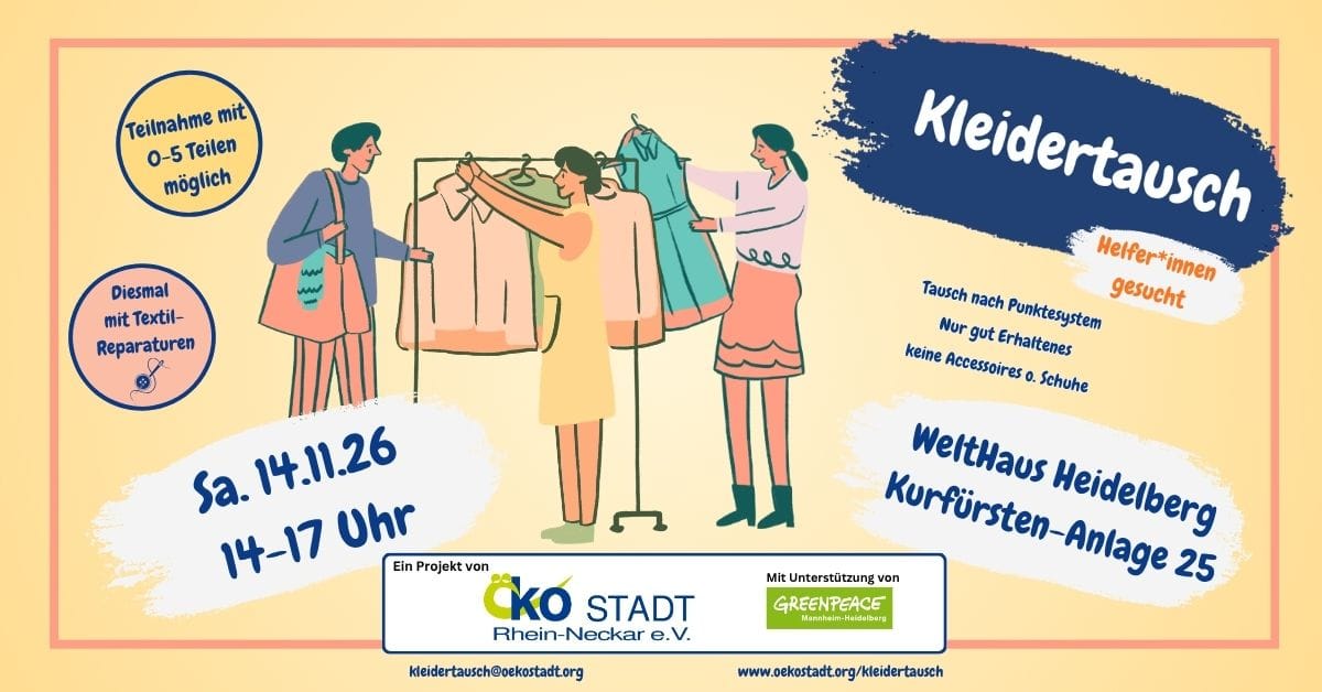 Kleidertausch im WeltHaus am Samstag, den 14. November 2026 in Heidelberg