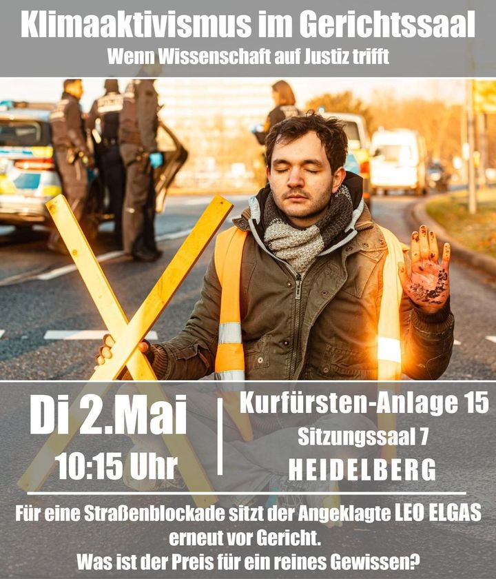 Klimaaktivismus im Gerichtssaal in Heidelberg Dienstag, den 2. Mai 10:15