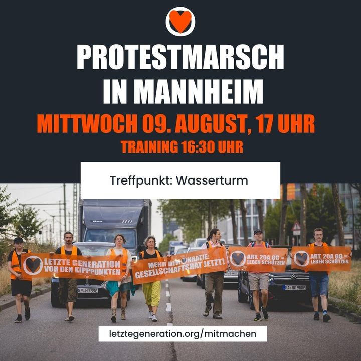 Protestmarsch in Mannheim am Mittwoch, den 9. August