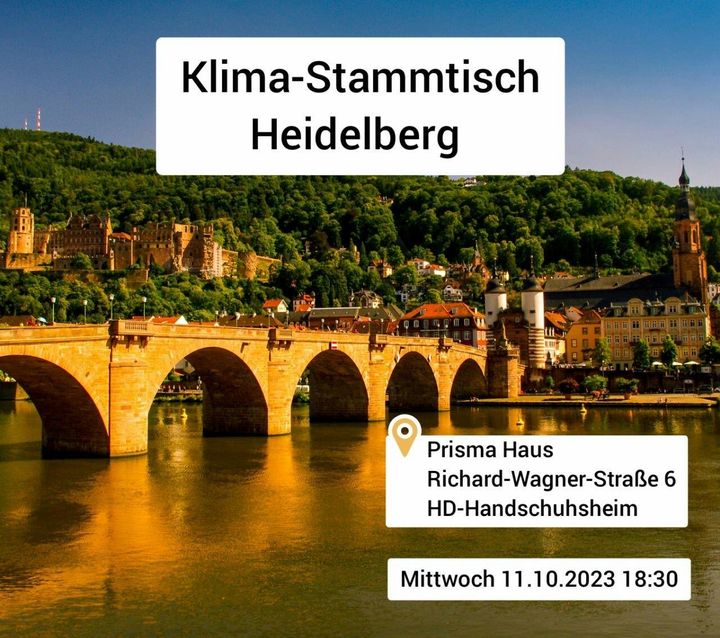 Klima-Stammtisch Heidelberg Mittwoch, am 11. Oktober um 18:30 Uhr