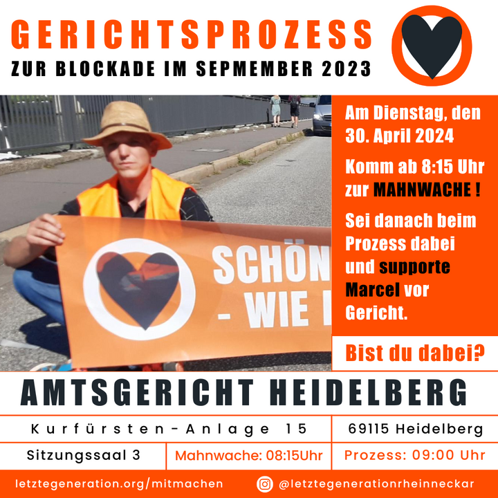 Prozess gegen Klimaaktivist in Heidelberg am Dienstag, den 30. April 2024