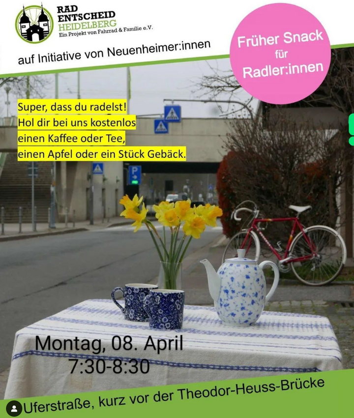 Früher Snack für Radler:innen  am Montag, den 8. April in Heidelberg