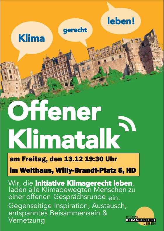 Klimatalk am Freitag, den 13. Dezember 2024 in Heidelberg