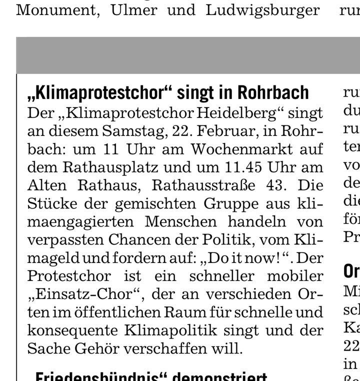 KlimaProtestChor singt in Heidelberg am 22. Februar 2025