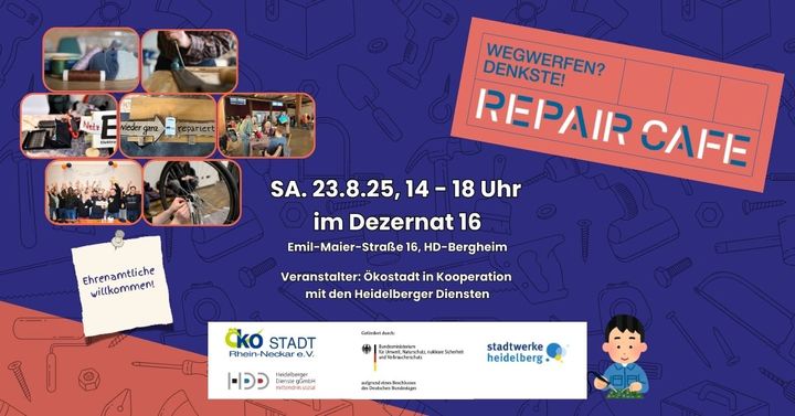 Repair Café Heidelberg am Samstag, den 23. August 2025 in Heidelberg