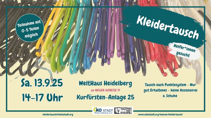 Kleidertausch im WeltHaus am Samstag, den 13. September 2025 in Heidelberg