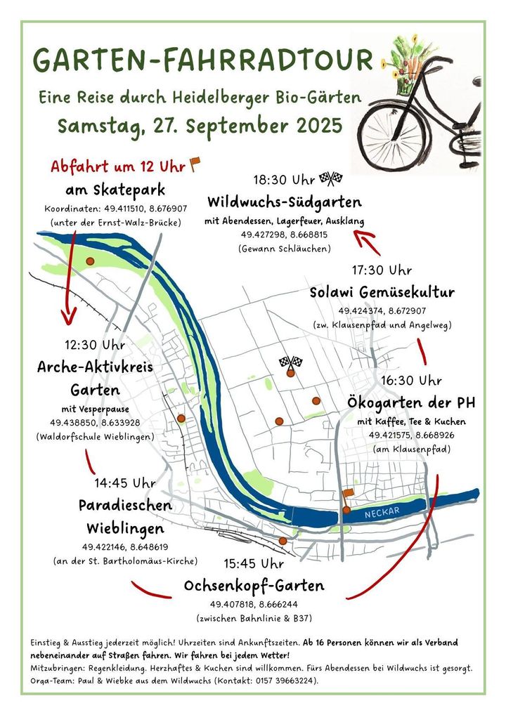 Garten-Fahrradtour am Samstag, den 27. September 2025 in Heidelberg