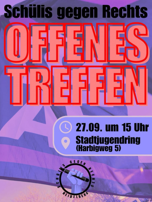 Schülis gegen Rechts - Offenes Treffen am Samstag, den 27. September 2025 in Heidelberg