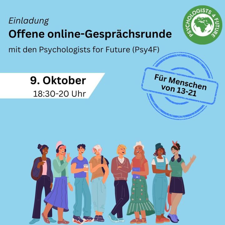 Offene online-Gesprächsrunde mit den Psychologists for Future am Donnerstag, den 9. Oktober 2025 online