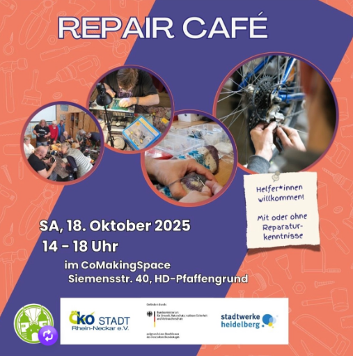 Repair Café am Samstag, den 18. Oktober 2025 in Heidelberg