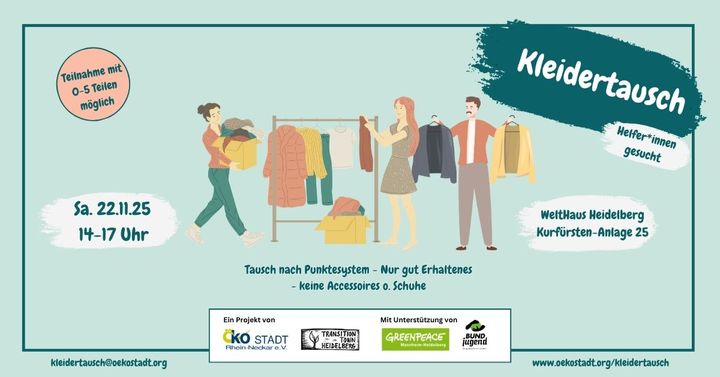 Kleidertausch im WeltHaus am Samstag, den 22. November 2025 in Heidelberg