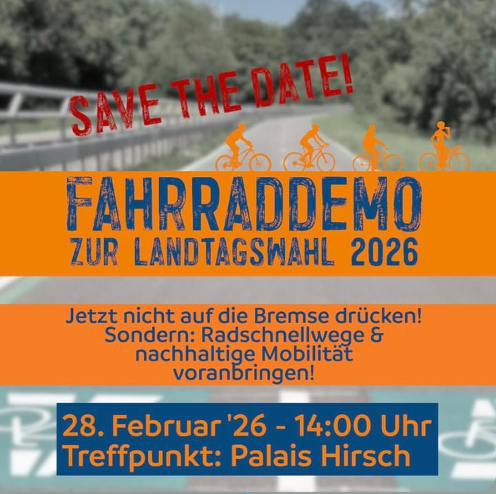 Fahrraddemo "Jetzt nicht auf die Bremse drücken" am 28. Februar 2026 von Schwetzingen nach Heidelberg