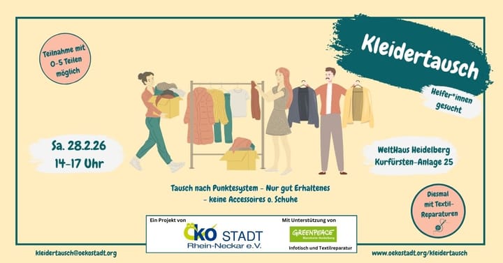 Kleidertausch im WeltHaus am Samstag, den 28. Februar 2026 in Heidelberg