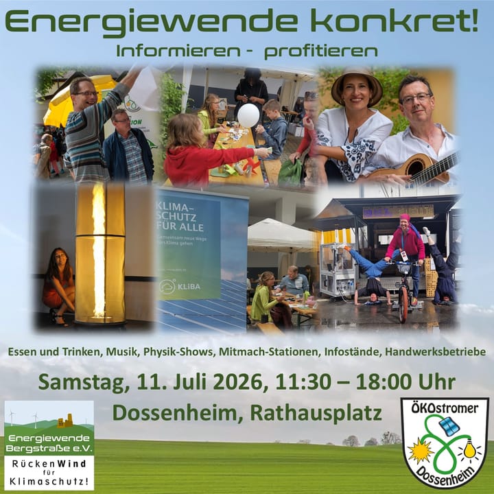 Energiewende-Markt am Samstag, den 11. Juli 2026 in Dossenheim