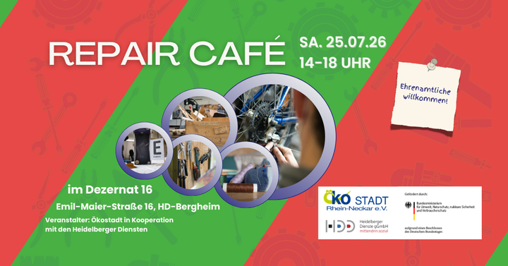Repair Café Heidelberg am Samstag, den 25. Juli 2026 in Heidelberg