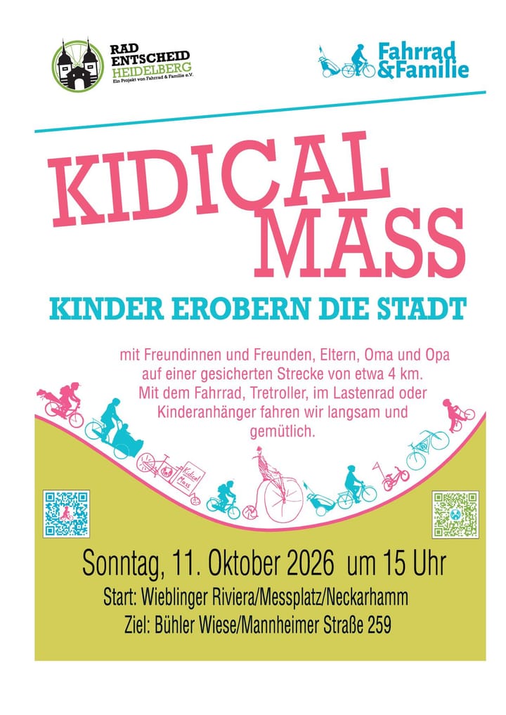 KIDICAL-MASS am Sonntag, den 11. Oktober 2026 in Heidelberg